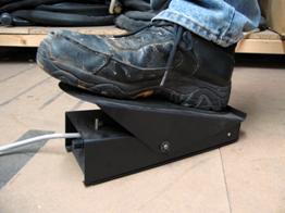 TIG welding foot pedal in operation