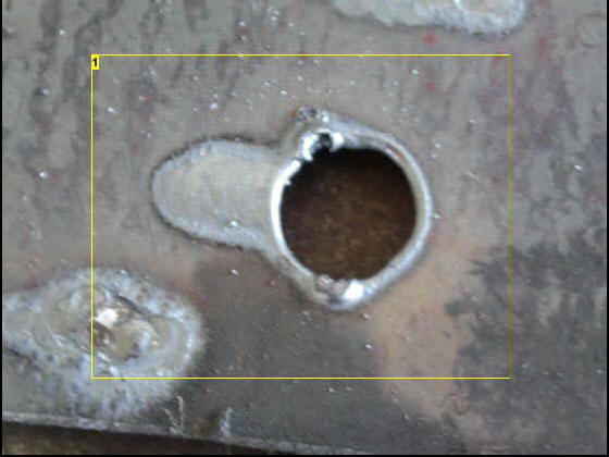 MIG welding hole in metal